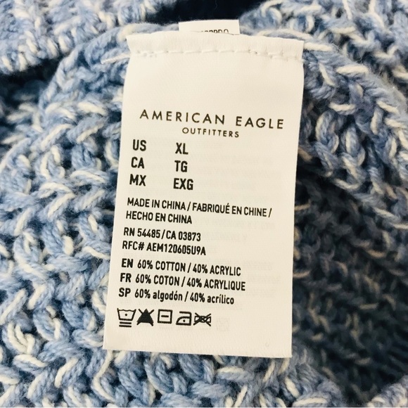 New! American Eagle Chunky Knit Oversized Longline Lattice Cozy Crewneck Sweater - Picture 9 of 9